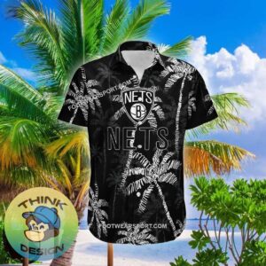 Brooklyn Nets Aloha Hawaiian Shirt Coconut Tree Vintage Gift For Fans - NBA Brooklyn Nets 3D Hawaiian Shirt Coconut Tree_1