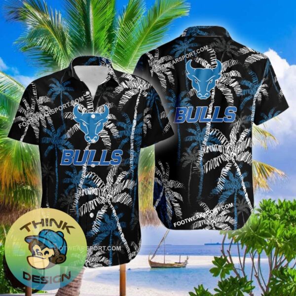 Buffalo Bulls Hawaiian Shirt Coconut Tree Vintage AOP Special Gifts - NCAA Buffalo Bulls 3D Hawaiian Shirt Coconut Tree_2