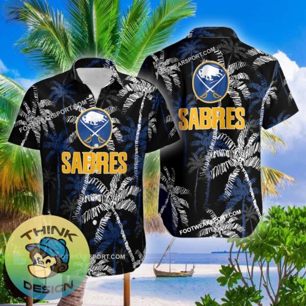 Buffalo Sabres Hawaiian Shirt Coconut Tree Vintage AOP Special Gifts - NHL Buffalo Sabres 3D Hawaiian Shirt Coconut Tree_2