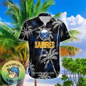 Buffalo Sabres Hawaiian Shirt Coconut Tree Vintage AOP Special Gifts - NHL Buffalo Sabres 3D Hawaiian Shirt Coconut Tree_1