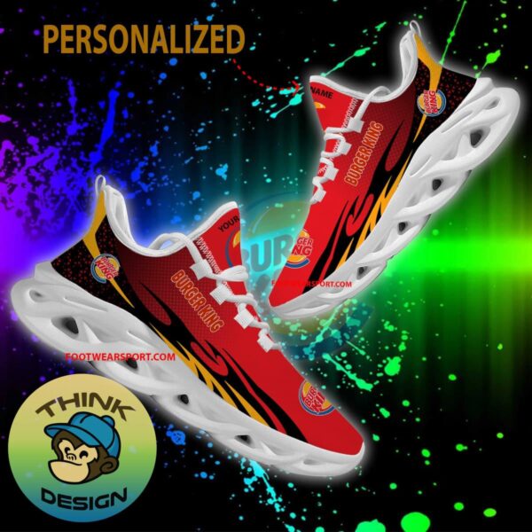 Burger King Max Soul Shoes Pattern New Running Sneaker Sign Custom Name - Burger King Max Soul Shoes Personlized Photo 2