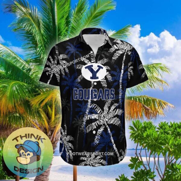 BYU Cougars Hawaiian Shirt Coconut Tree Vintage All Over Print Gift Summer - NCAA BYU Cougars 3D Hawaiian Shirt Coconut Tree_1