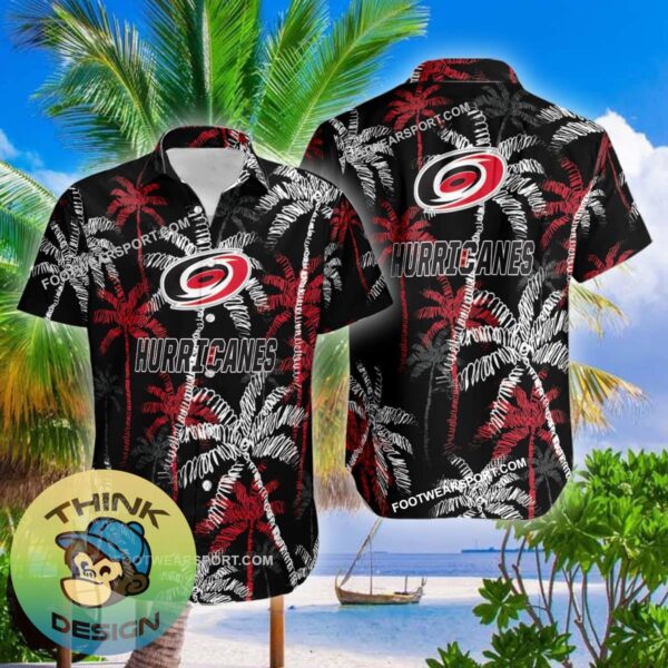 Carolina Hurricanes AOP Hawaiian Shirt Coconut Tree Vintage Gift For Fans - NHL Carolina Hurricanes 3D Hawaiian Shirt Coconut Tree_2