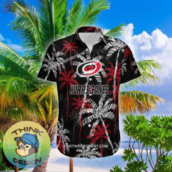 Carolina Hurricanes AOP Hawaiian Shirt Coconut Tree Vintage Gift For Fans - NHL Carolina Hurricanes 3D Hawaiian Shirt Coconut Tree_1