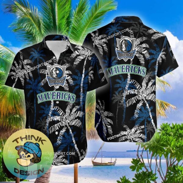 Dallas Mavericks Hawaiian Shirt Coconut Tree Vintage All Over Print Gift Summer - NBA Dallas Mavericks 3D Hawaiian Shirt Coconut Tree_2