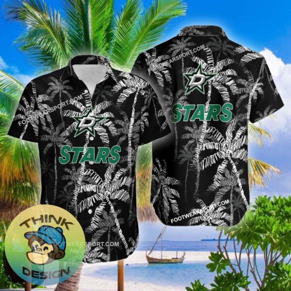 Dallas Stars Hawaiian Shirt Coconut Tree Vintage For Men And Women - NHL Dallas Stars 3D Hawaiian Shirt Coconut Tree_2