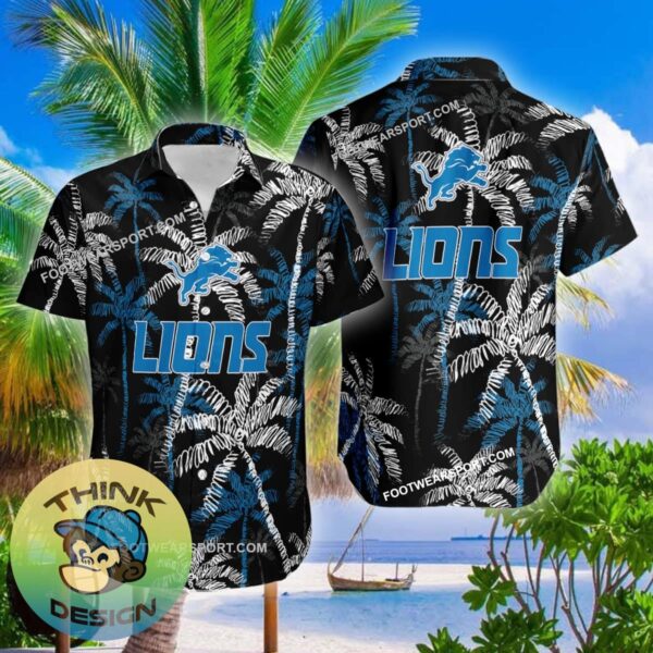 Detroit Lions Hawaiian Shirt Coconut Tree Vintage For Beach - NFL Detroit Lions 3D Hawaiian Shirt Coconut Tree_2