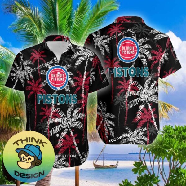 Detroit Pistons Hawaiian Shirt Coconut Tree Vintage Gift For Summer - NBA Detroit Pistons 3D Hawaiian Shirt Coconut Tree_2