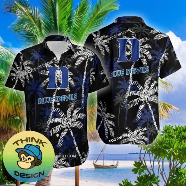 Duke Blue Devils Hawaiian Shirt Coconut Tree Vintage Gift For Summer - NCAA Duke Blue Devils 3D Hawaiian Shirt Coconut Tree_2