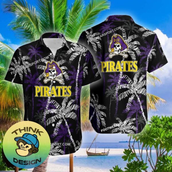 East Carolina Pirates 3D Hawaiian Shirt Coconut Tree Vintage For Men And Women - NCAA East Carolina Pirates 3D Hawaiian Shirt Coconut Tree_2