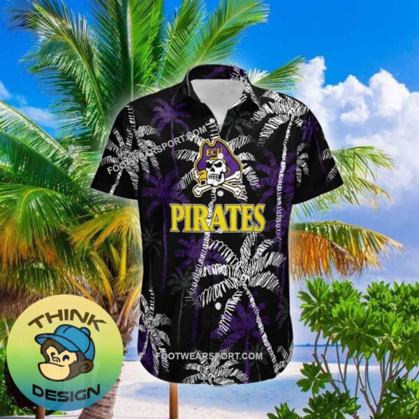 East Carolina Pirates 3D Hawaiian Shirt Coconut Tree Vintage For Men And Women - NCAA East Carolina Pirates 3D Hawaiian Shirt Coconut Tree_1