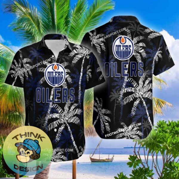 Edmonton Oilers Hawaiian Shirt Coconut Tree Vintage AOP Special Gifts - NHL Edmonton Oilers 3D Hawaiian Shirt Coconut Tree_2