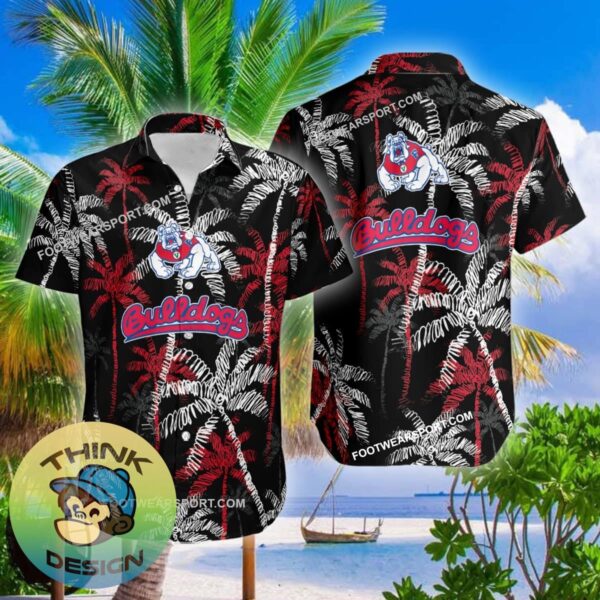 Fresno State Bulldogs AOP Hawaiian Shirt Coconut Tree Vintage Gift For Fans - NCAA Fresno State Bulldogs 3D Hawaiian Shirt Coconut Tree_2