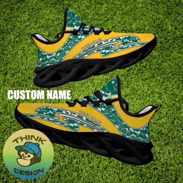 Frontier Airlines Brand New Running Sneaker Iconic Camo Max Soul Shoes Custom Name - Frontier Airlines Running Shoes Camo Design Personalized Photo 2