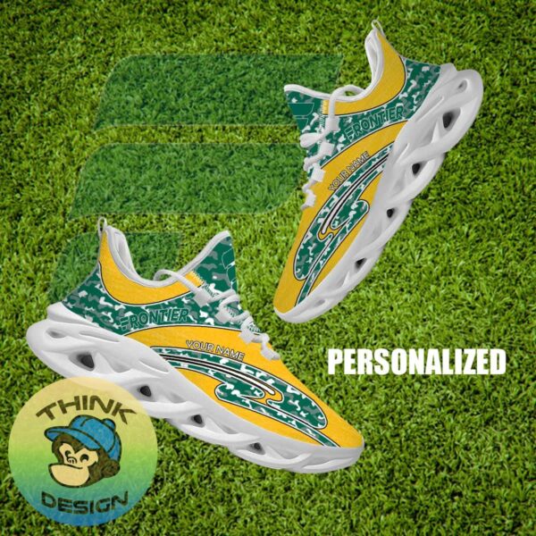 Frontier Airlines Brand New Running Sneaker Iconic Camo Max Soul Shoes Custom Name - Frontier Airlines Running Shoes Camo Design Personalized Photo 1