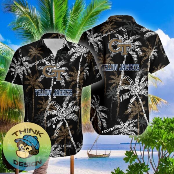 Georgia Tech Yellow Jackets Hawaiian Shirt Coconut Tree Vintage For Men And Women - NCAA Georgia Tech Yellow Jackets 3D Hawaiian Shirt Coconut Tree_2