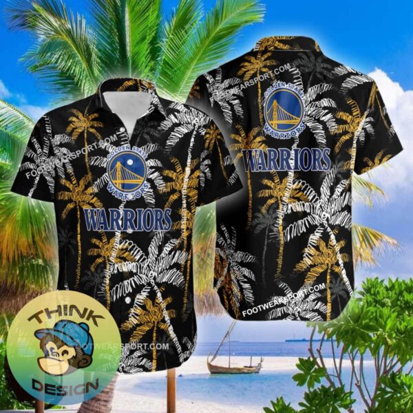 Golden State Warriors 3D Hawaiian Shirt Coconut Tree Vintage For Men And Women - NBA Golden State Warriors 3D Hawaiian Shirt Coconut Tree_2