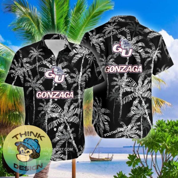 Gonzaga Bulldogs AOP Hawaiian Shirt Coconut Tree Vintage Gift For Fans - NCAA2 Gonzaga Bulldogs 3D Hawaiian Shirt Coconut Tree_2