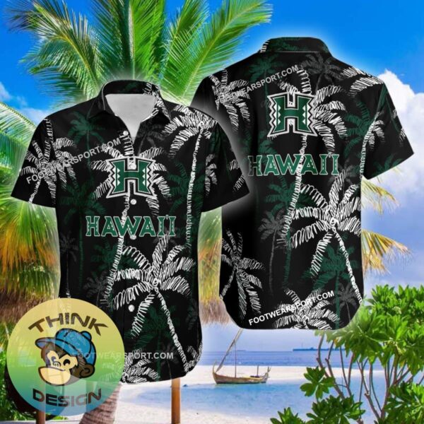 Hawaii Rainbow Warriors Hawaiian Shirt Coconut Tree Vintage For Beach - NCAA Hawaii Rainbow Warriors 3D Hawaiian Shirt Coconut Tree_2