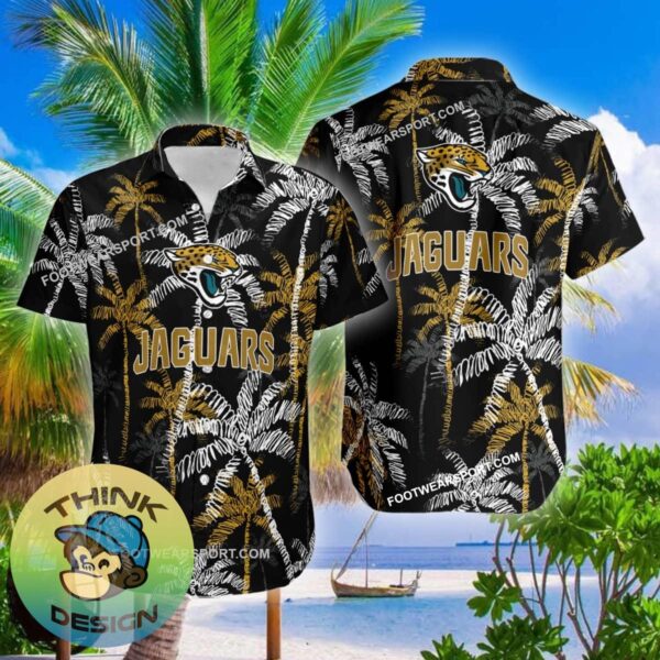 Jacksonville Jaguars Hawaiian Shirt Coconut Tree Vintage Gift For Summer - NFL Jacksonville Jaguars 3D Hawaiian Shirt Coconut Tree_2