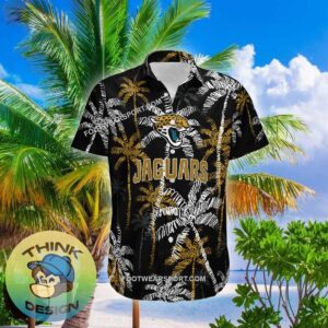 Jacksonville Jaguars Hawaiian Shirt Coconut Tree Vintage Gift For Summer - NFL Jacksonville Jaguars 3D Hawaiian Shirt Coconut Tree_1