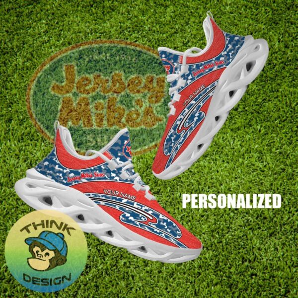 Jersey Mike's Subs Brand New Running Sneaker Visual Camo Max Soul Shoes Custom Name - Jersey Mike's Subs Running Shoes Camo Design Personalized Photo 1