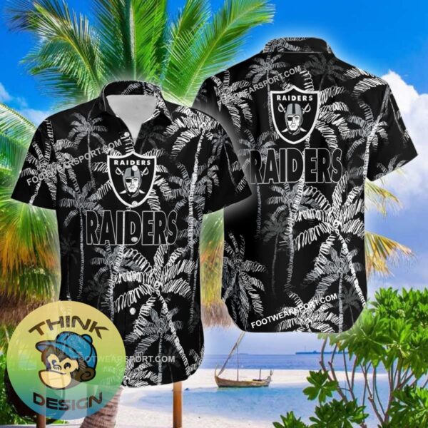 Las Vegas Raiders Aloha Hawaiian Shirt Coconut Tree Vintage Gift For Fans - NFL Las Vegas Raiders 3D Hawaiian Shirt Coconut Tree_2