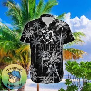 Las Vegas Raiders Aloha Hawaiian Shirt Coconut Tree Vintage Gift For Fans - NFL Las Vegas Raiders 3D Hawaiian Shirt Coconut Tree_1