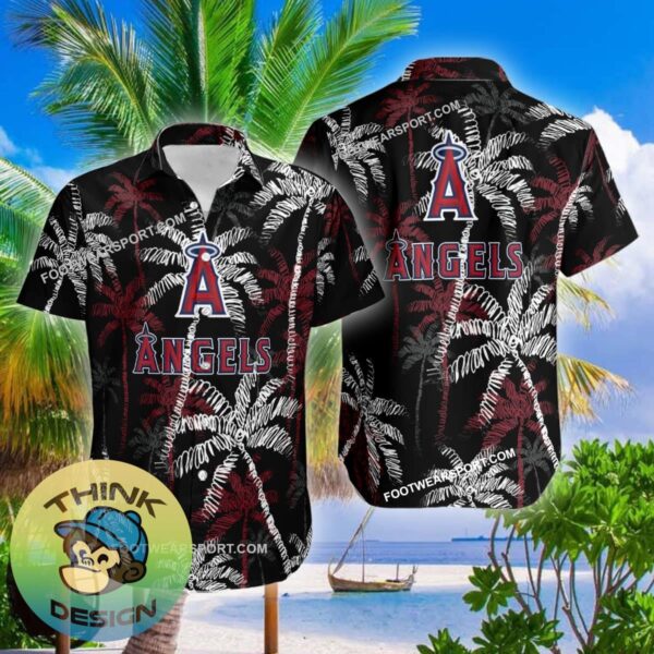 Los Angeles Angels Hawaiian Shirt Coconut Tree Vintage All Over Print Gift Summer - MLB Los Angeles Angels 3D Hawaiian Shirt Coconut Tree_2