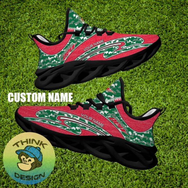 Mountain Dew Brand New Sport Sneaker Inspiration Camo Max Soul Shoes Custom Name - Mountain Dew Running Shoes Camo Design Personalized Photo 2