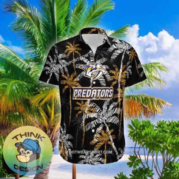 Nashville Predators Aloha Hawaiian Shirt Coconut Tree Vintage Gift For Fans - NHL Nashville Predators 3D Hawaiian Shirt Coconut Tree_1