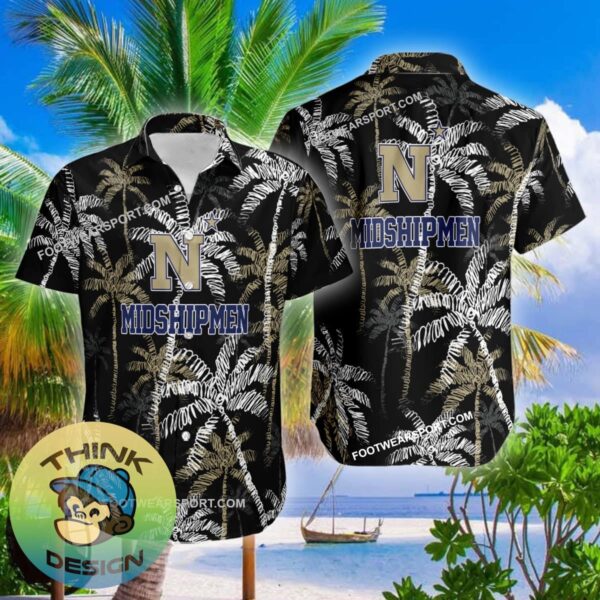 Navy Midshipmen 3D Hawaiian Shirt Coconut Tree Vintage For Men And Women - NCAA Navy Midshipmen 3D Hawaiian Shirt Coconut Tree_2