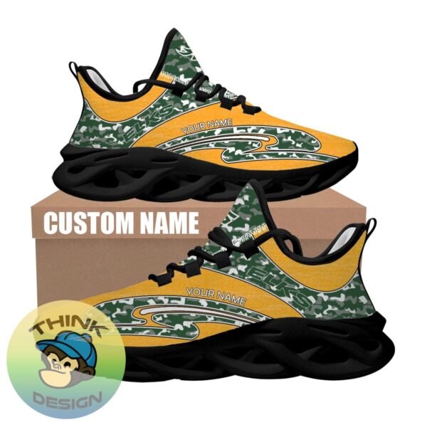 Personalized Camo Design CFL Edmonton Elks Max Soul Shoes Runners Chunky Sneaker - CFL Edmonton Elks Chunky Sneakers Camo Personalized Style 2