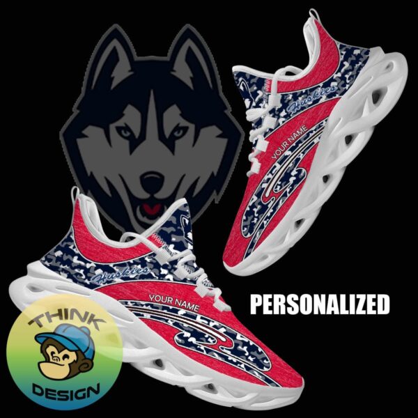 Personalized Camo Design NCAA Connecticut Huskies Max Soul Shoes Badge Running Sneaker - NCAA Connecticut Huskies Chunky Sneakers Camo Personalized Style 1