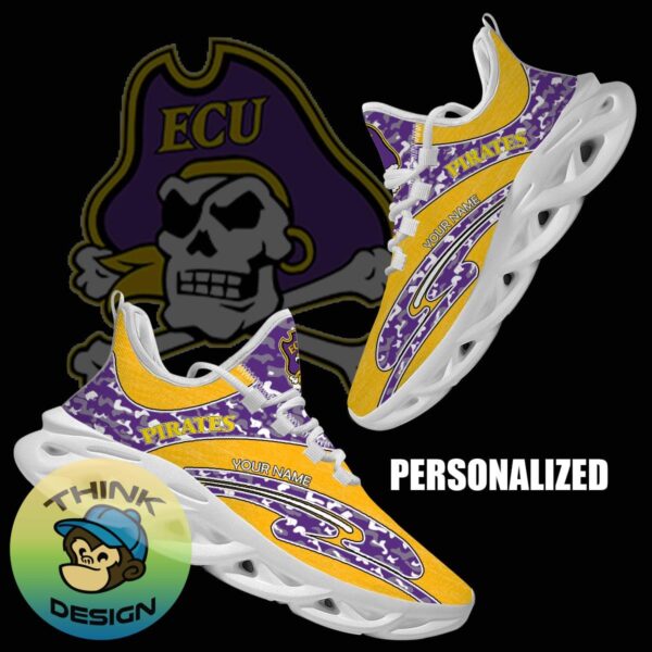 Personalized Camo Design NCAA East Carolina Pirates Max Soul Shoes Mark Chunky Sneaker - NCAA East Carolina Pirates Chunky Sneakers Camo Personalized Style 1