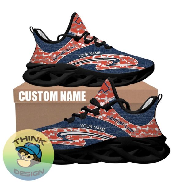 Personalized Camo Design NCAA Illinois Fighting Illini Max Soul Shoes Symbol Running Sneaker - NCAA Illinois Fighting Illini Chunky Sneakers Camo Personalized Style 2