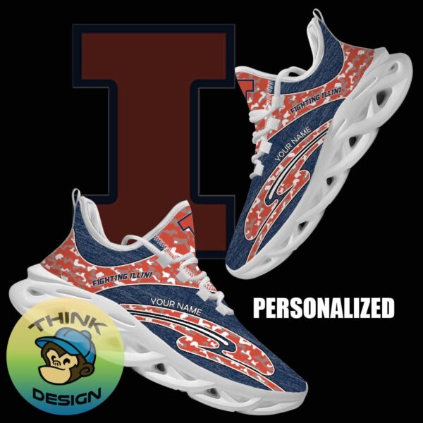 Personalized Camo Design NCAA Illinois Fighting Illini Max Soul Shoes Symbol Running Sneaker - NCAA Illinois Fighting Illini Chunky Sneakers Camo Personalized Style 1