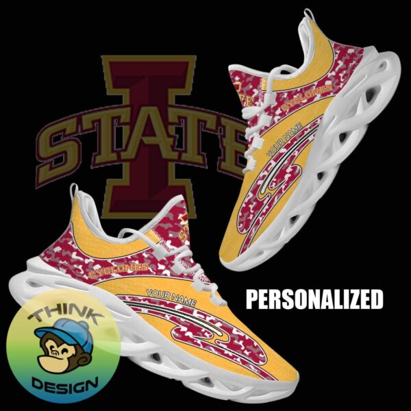 Personalized Camo Design NCAA Iowa State Cyclones Max Soul Shoes Emblem Chunky Sneaker - NCAA Iowa State Cyclones Chunky Sneakers Camo Personalized Style 1