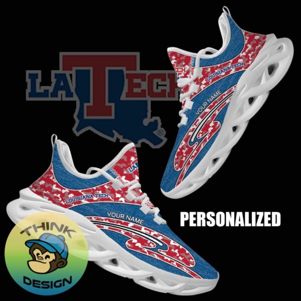 Personalized Camo Design NCAA Louisiana Tech Bulldogs Max Soul Shoes Propel Running Sneaker - NCAA Louisiana Tech Bulldogs Chunky Sneakers Camo Personalized Style 1