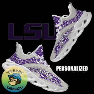 Personalized Camo Design NCAA LSU Tigers Max Soul Shoes Embody Chunky Sneaker - NCAA LSU Tigers Chunky Sneakers Camo Personalized Style 1