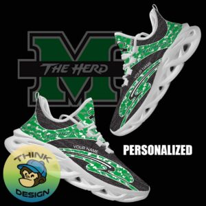 Personalized Camo Design NCAA Marshall Thundering Herd Max Soul Shoes Embrace Running Sneaker - NCAA Marshall Thundering Herd Chunky Sneakers Camo Personalized Style 1