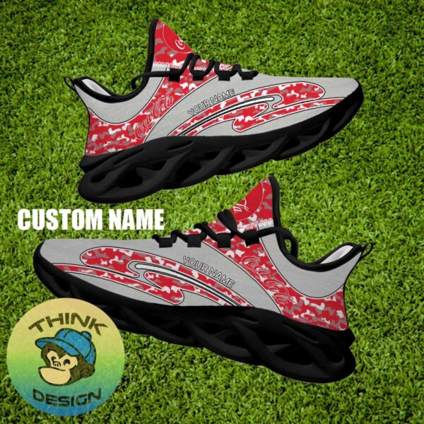 Coca Cola Brand New Sport Sneaker Explore Camo Max Soul Shoes Custom Name - Coca Cola Running Shoes Camo Design Personalized Photo 2